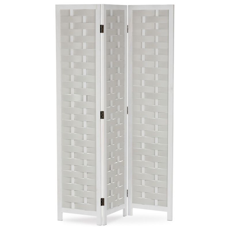 Trojdielny paraván z masívneho smreka biely