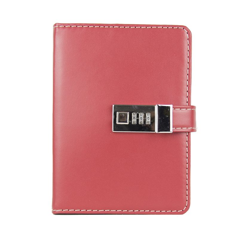 Kožený zápisník MIDDLE so zámkom, červený