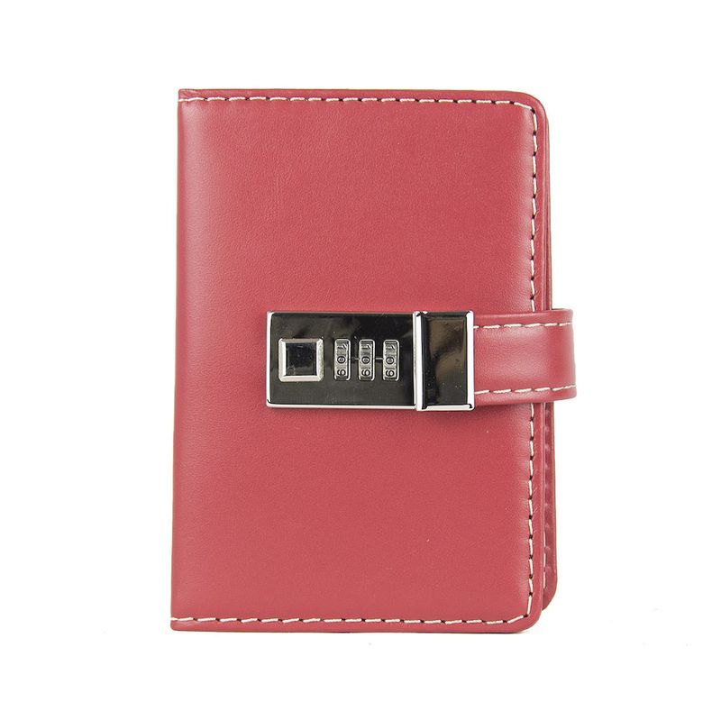 Kožený zápisník MINI so zámkom, červený