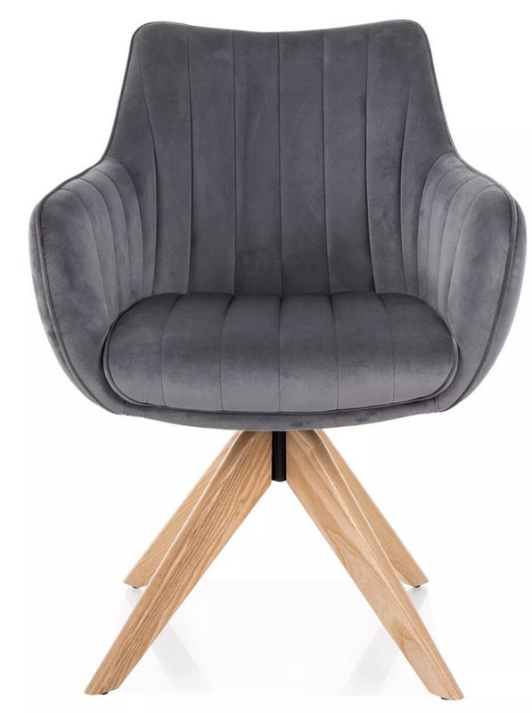 Stolička jedálenská s výnimočným dizajnom, dub-sivá vevlet 14