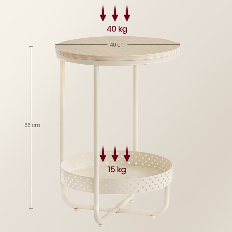 Okrúhly odkladací stolík DUB BIELENÝ-BÉŽOVÁ