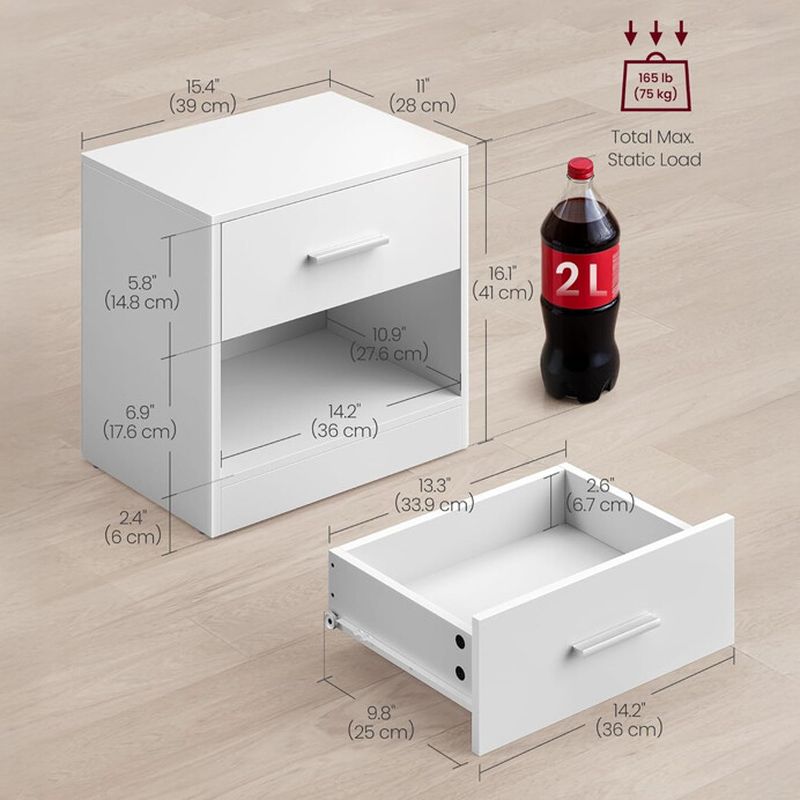 Súprava dvoch nočných stolíkov bielych matných