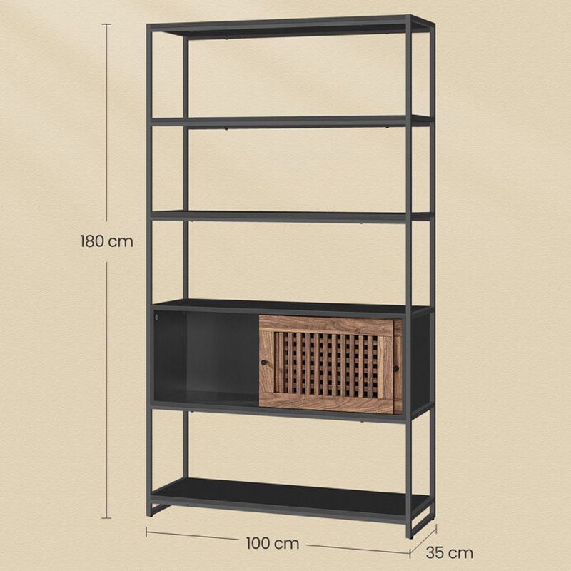 Regál s policami a skrinkou, čierny rám-Old wood
