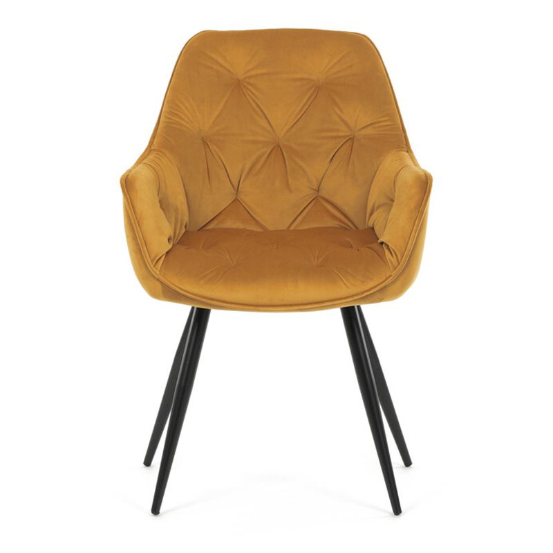 Exkluzívna stolička, žltá zamatová látka