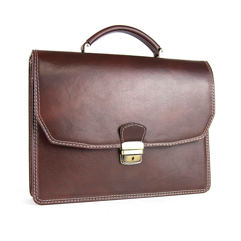 Kožená aktovka z pravej kože 7378 v tmavohnedej farbe