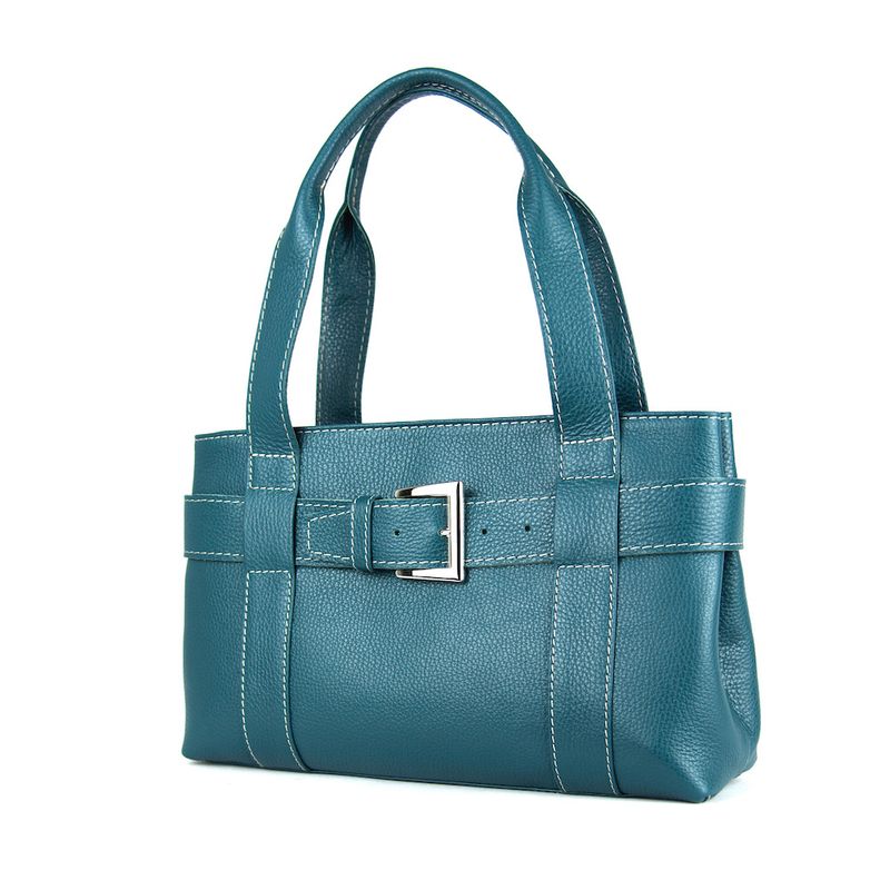 Dámska kožená kabelka v petrolejovej farbe