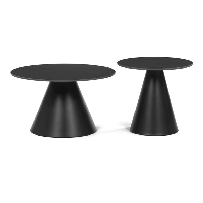 Sada dvoch konferenčných stolov keramická doska, kovová podnož – čierna