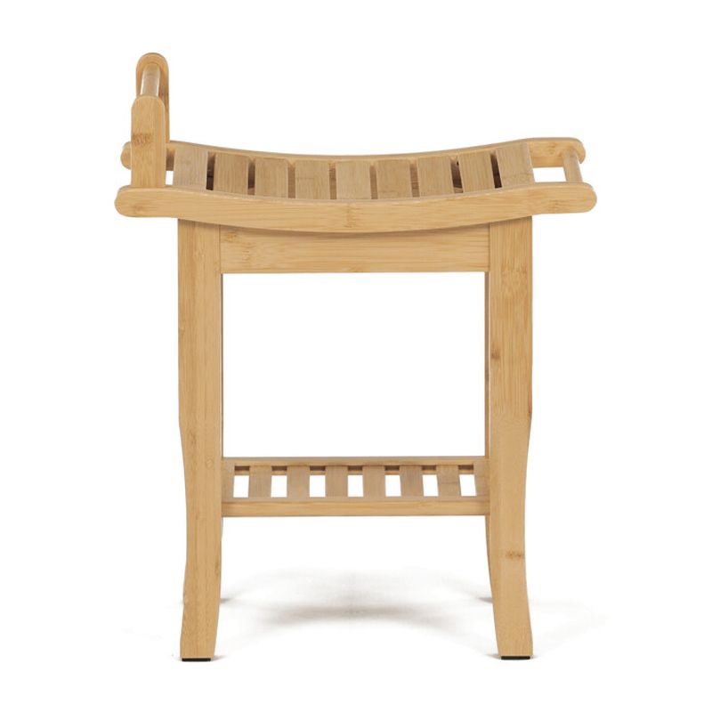 Stolička s policou z prírodného bambusu