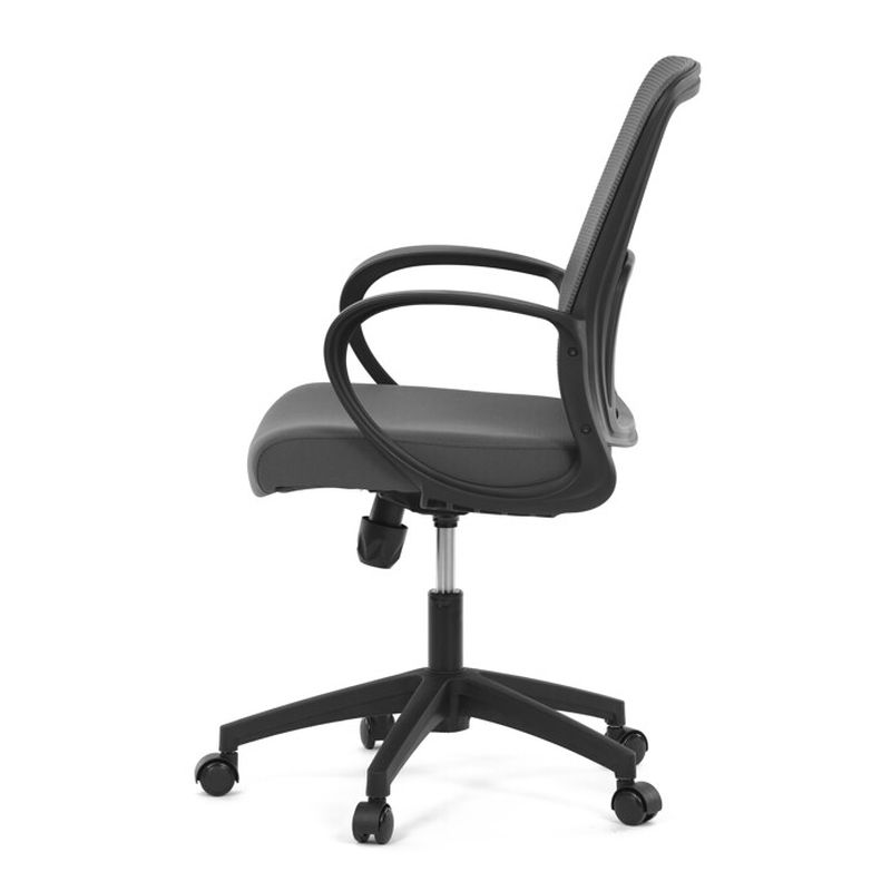 Praktická kancelárska stolička v kombinácii sivej sieťoviny a čierneho plastu