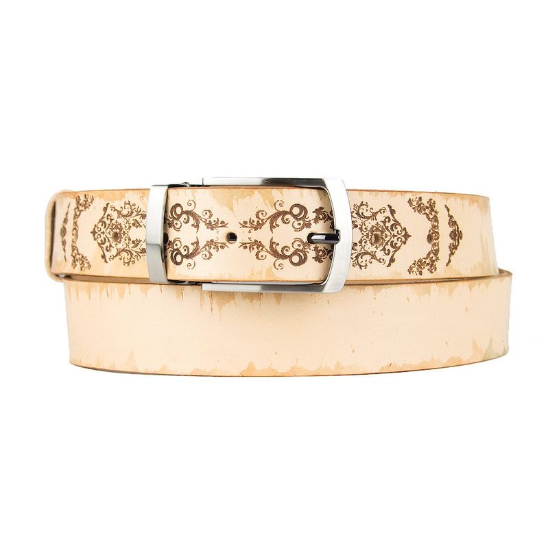 Maľovaný a gravírovaný kožený opasok – Ornament, 138 cm, Limitovaná edícia 05
