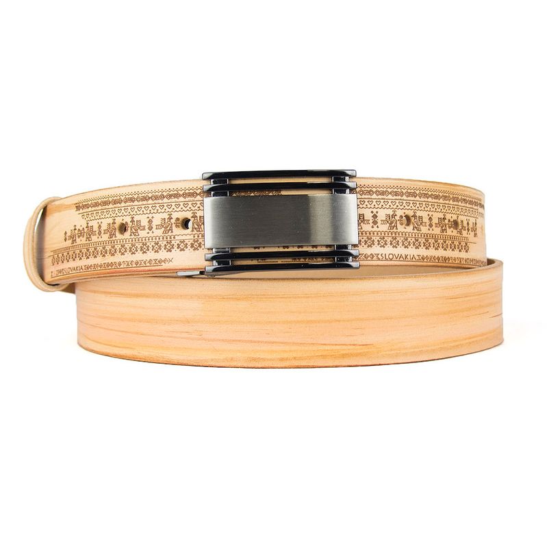 Maľovaný a gravírovaný kožený opasok – Čičmany, 140 cm, Limitovaná edícia 07