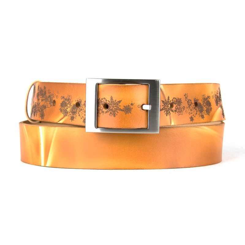 Maľovaný a gravírovaný kožený opasok – Vločky, 136 cm, Limitovaná edícia 09