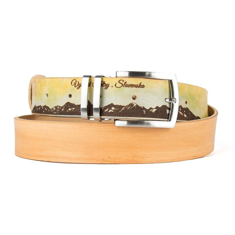 Maľovaný a gravírovaný kožený opasok – Vysoké Tatry, 138 cm, Limitovaná edícia 11