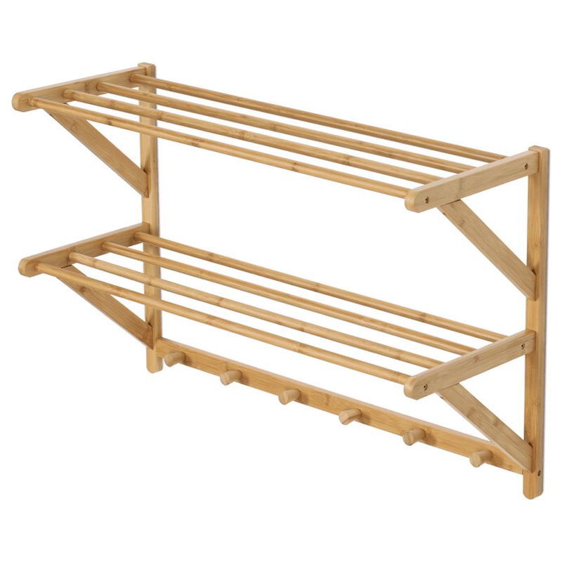 Vešiak s 2 policami – bambus, prírodný