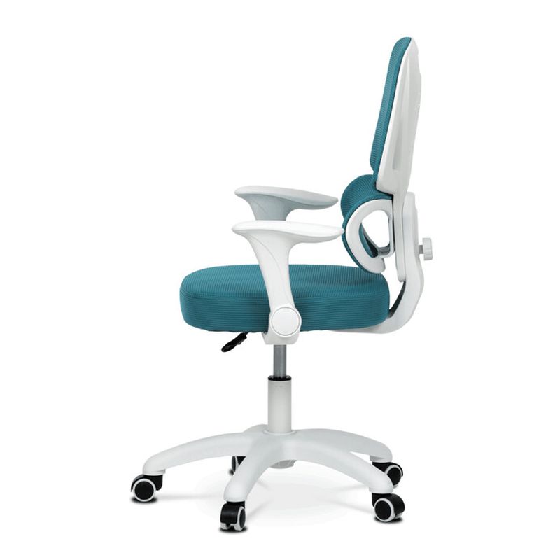 Detská stolička, výškovo nastaviteľná, modrá sieťovina, biely plast