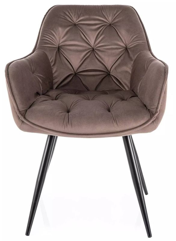 Jedálenská prešívaná stolička s tvarovaným operadlom, čierny mat-cappuccino bluvel 38