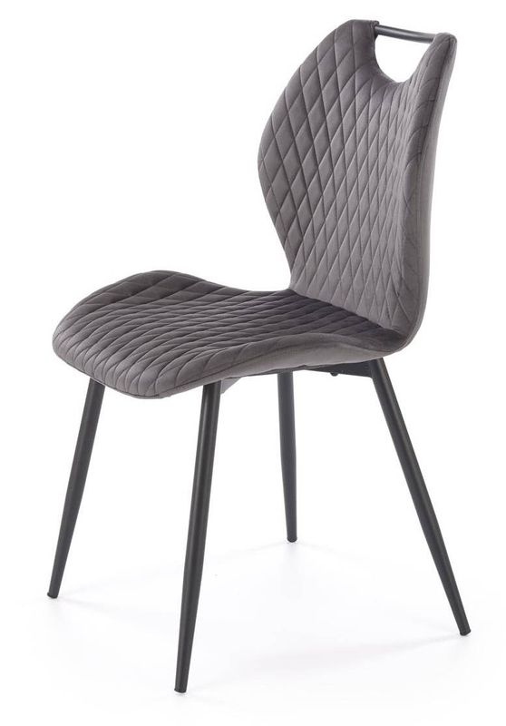 Jedálenská stolička 569, čierny kov - sivá látka