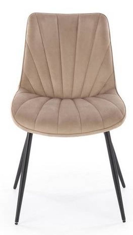 Jedálenská stolička 589, čierny kov - béžová látka Bluvel 40