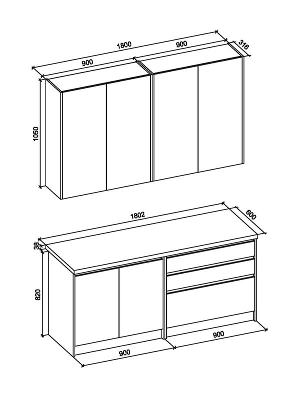Moderná kuchynská linka 180 antracit – dub Wotan