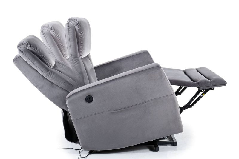 Elektrické relaxačné kreslo, sivá látka Bluvel 14