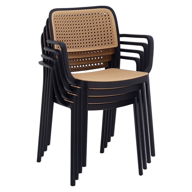 Stohovateľná stolička vyrobená z plastu, čierna-béžová, TYP 2