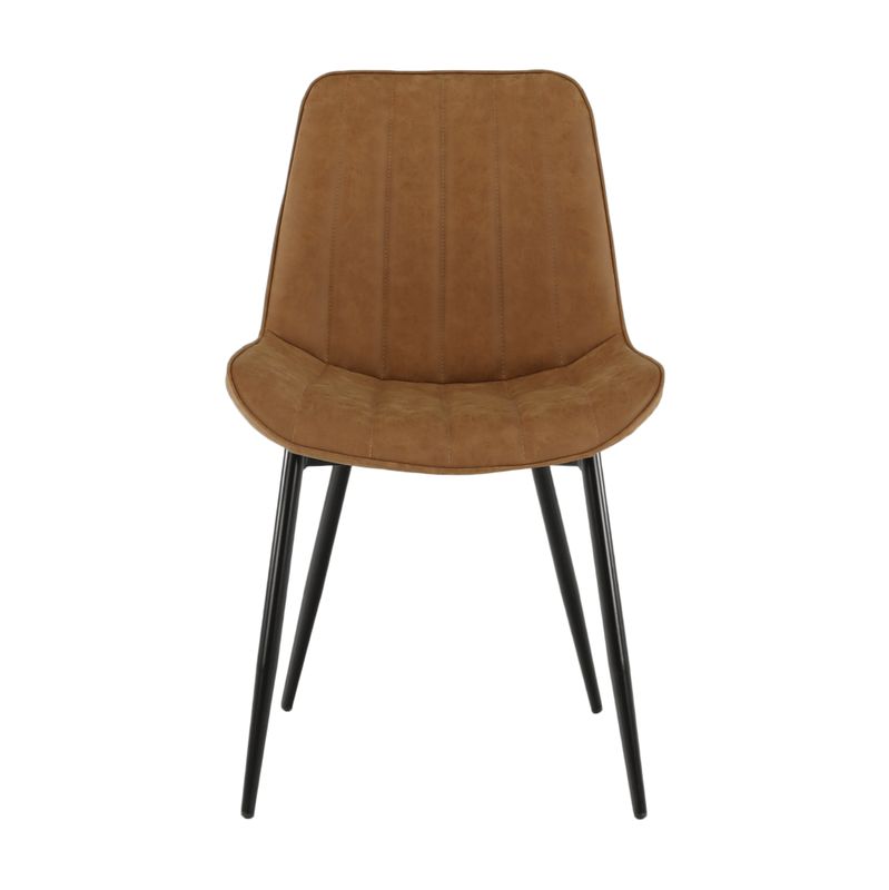 Komfortná stolička čalúnená ekokožou v prevedení hnedá camel-čierna