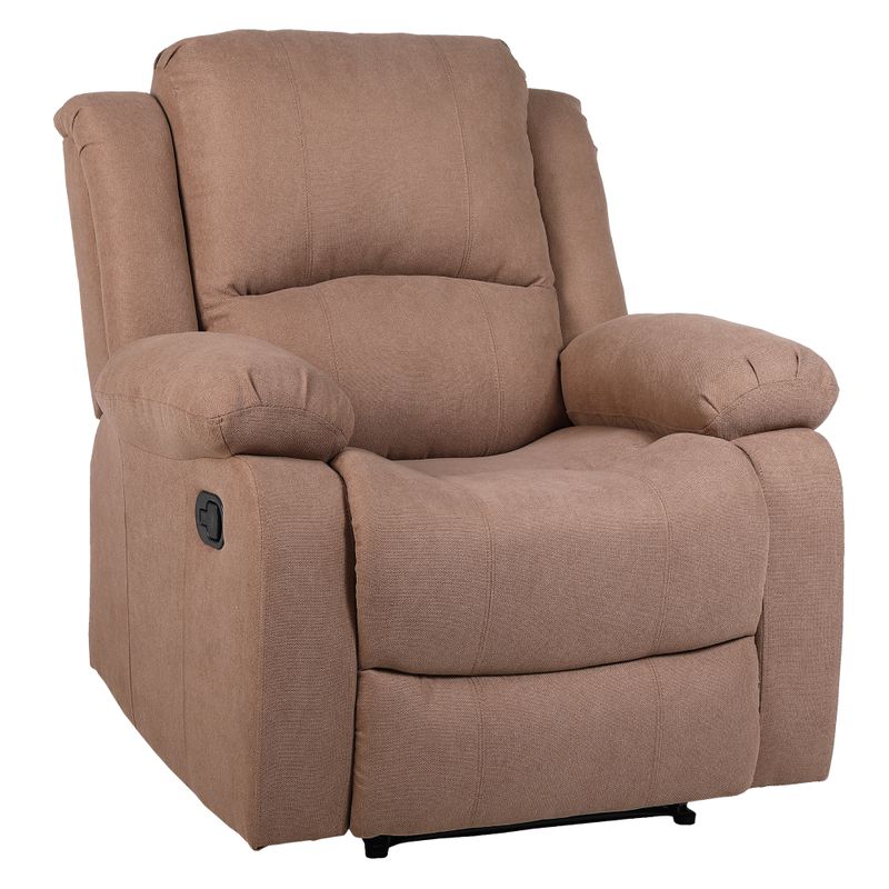 Luxusné relaxačné polohovacie kreslo s výklopnou podnožou, hnedá látka