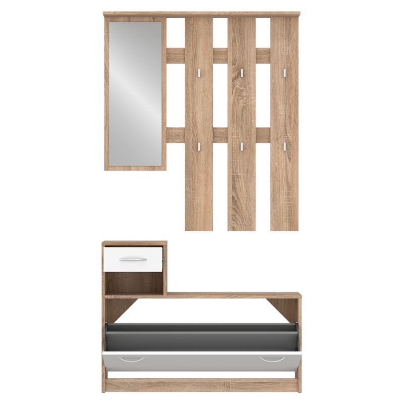 Moderná predsieňová zostava, dub sonoma-biela