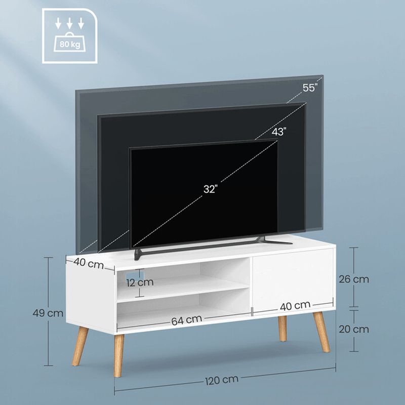Televízny stolík 120, z MDF dosky, biely