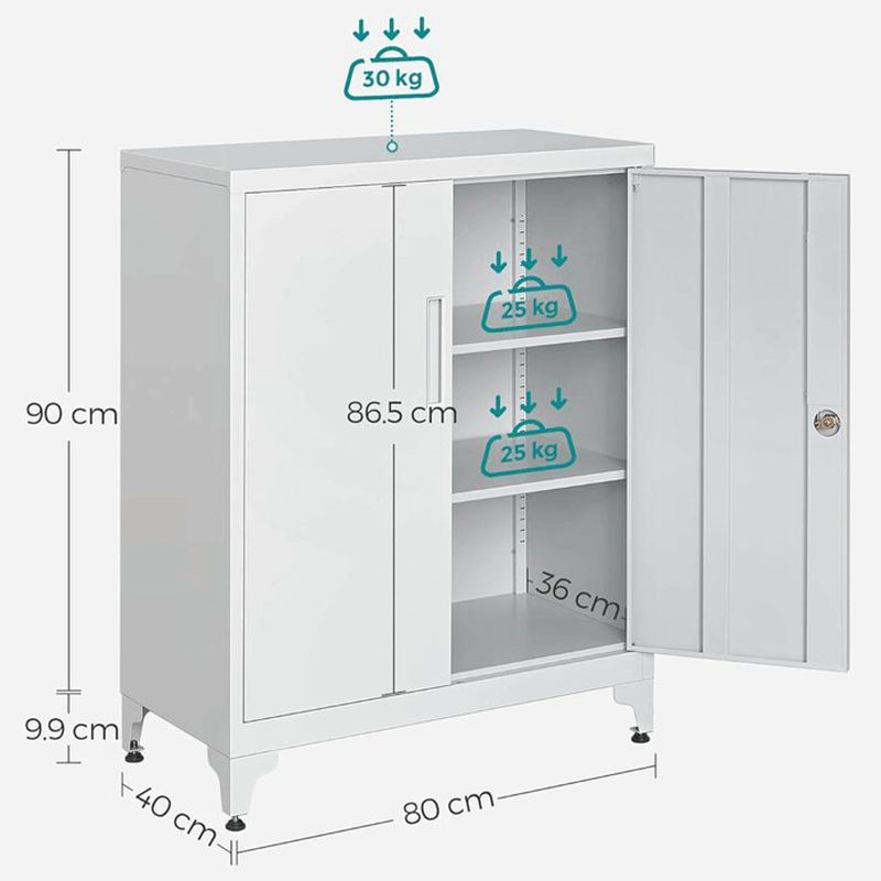 Komoda kovová biela, 2x dvierka