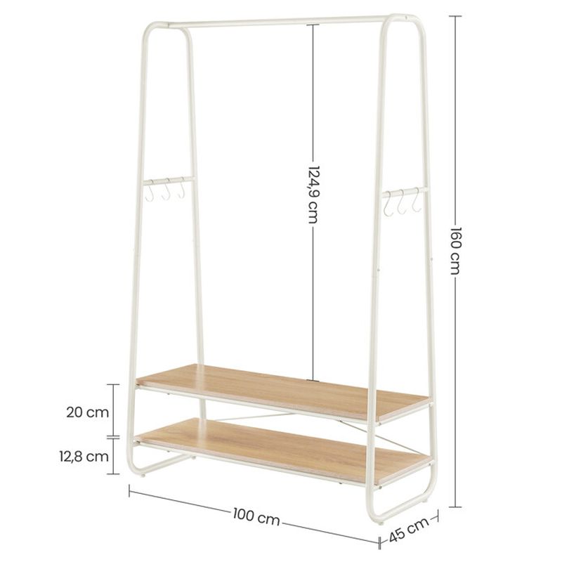 Kovový vešiak s dvoma policami, biely