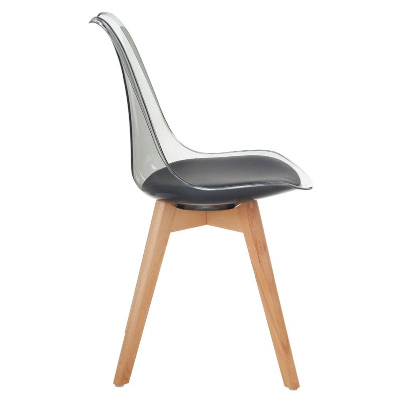 Plastová stolička transparentná čierna, akryl-ekokoža-buk