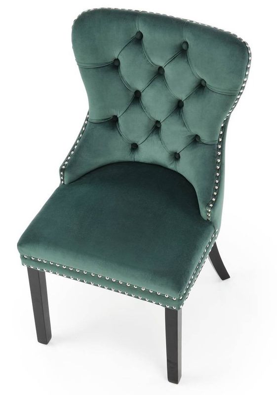 Jedálenská stolička, čierne nohy-zelená velvet látka