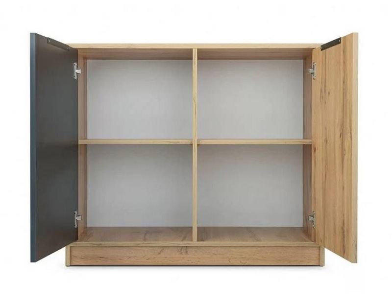 Dvojdverová komoda s policou, dub Wotan-čierna