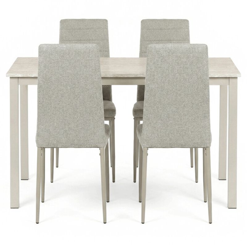 Jedálenský set so 4 stoličkami, 110x70x75cm travertín