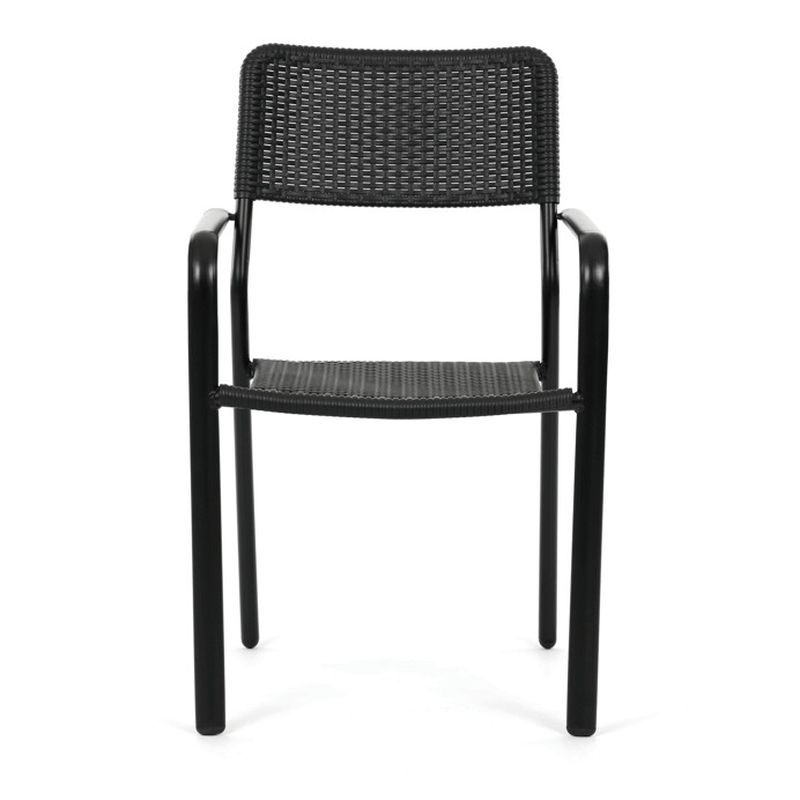 Záhradná stolička, kov-plast, čierna