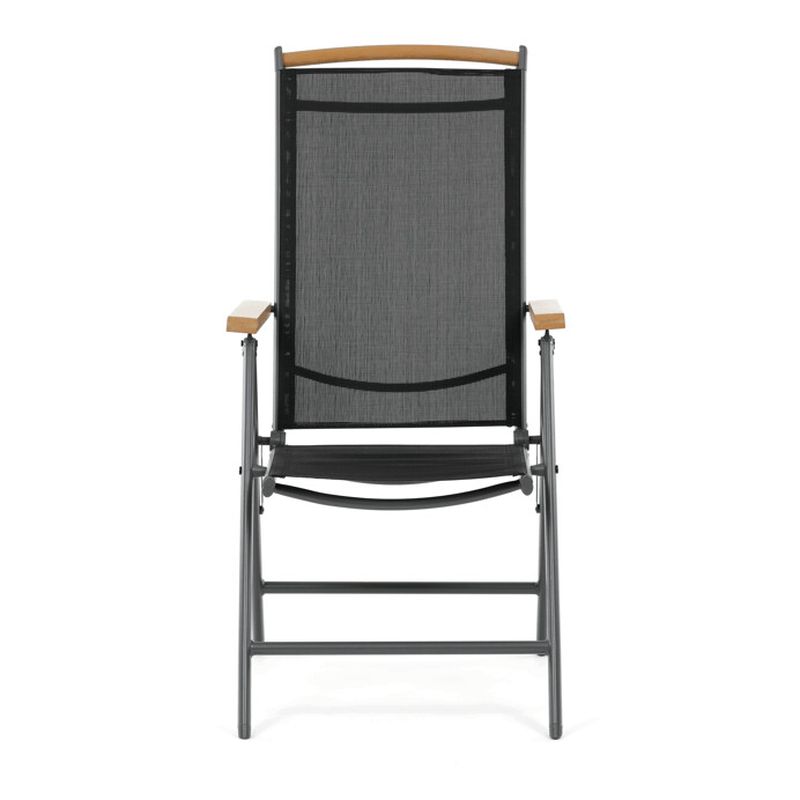 Záhradná stolička so sklápacou funkciou, hliník-sieťovina, sivá