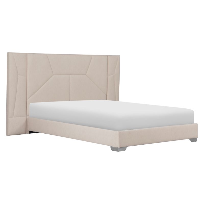 Posteľ s roštom a LED osvetlením, 160×200, béžová Velvet látka