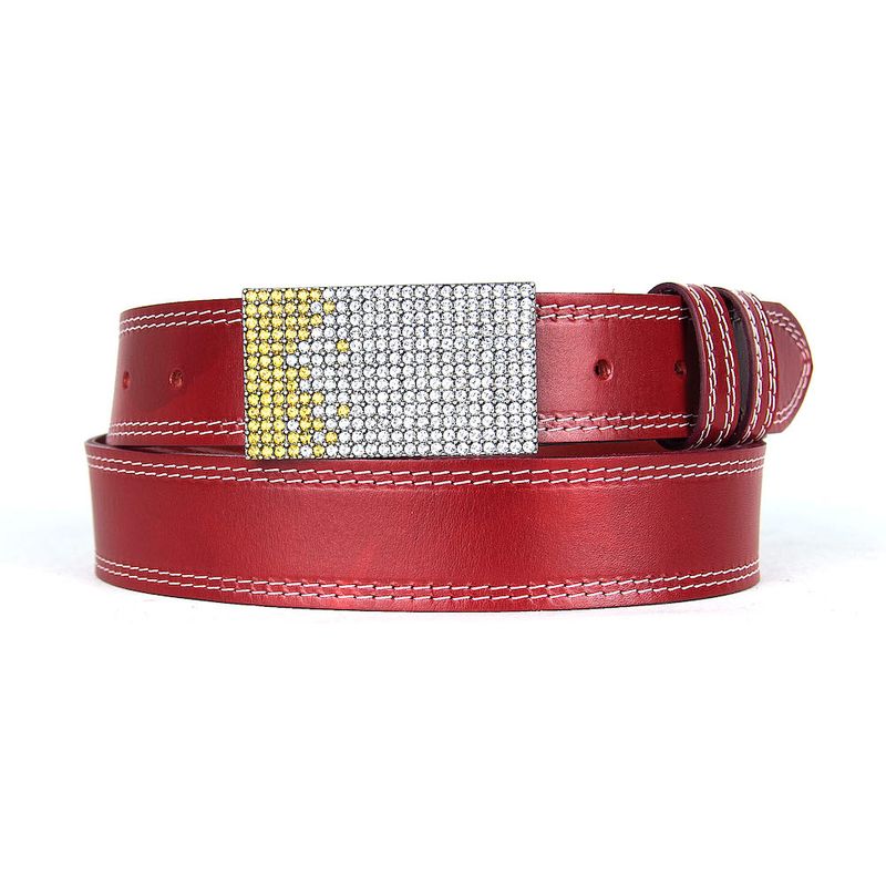 Unikátny bordový opasok z pravej kože SWAROVSKI YELLOW – ručná výroba na Slovensku