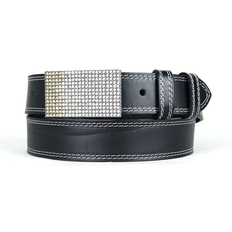 Unikátny čierny opasok z pravej kože SWAROVSKI BROWN– ručná výroba na Slovensku
