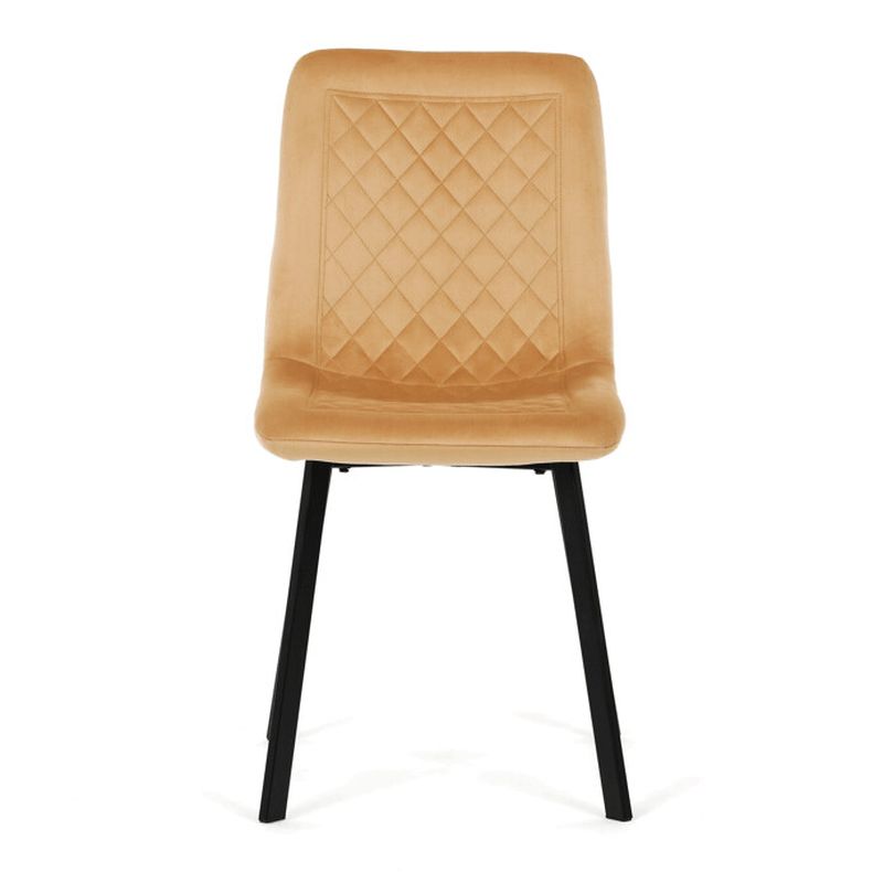 Stolička jedálenská, látka žltý zamat, kov čierny mat