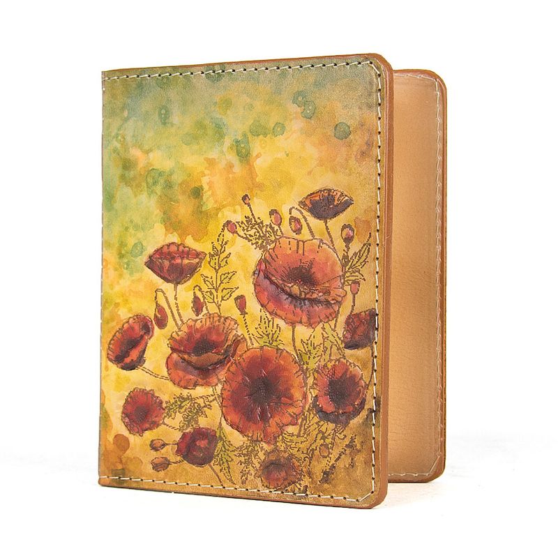 Ručne tvarovaný, vyklepávaný kožený zápisník – Vlčie maky