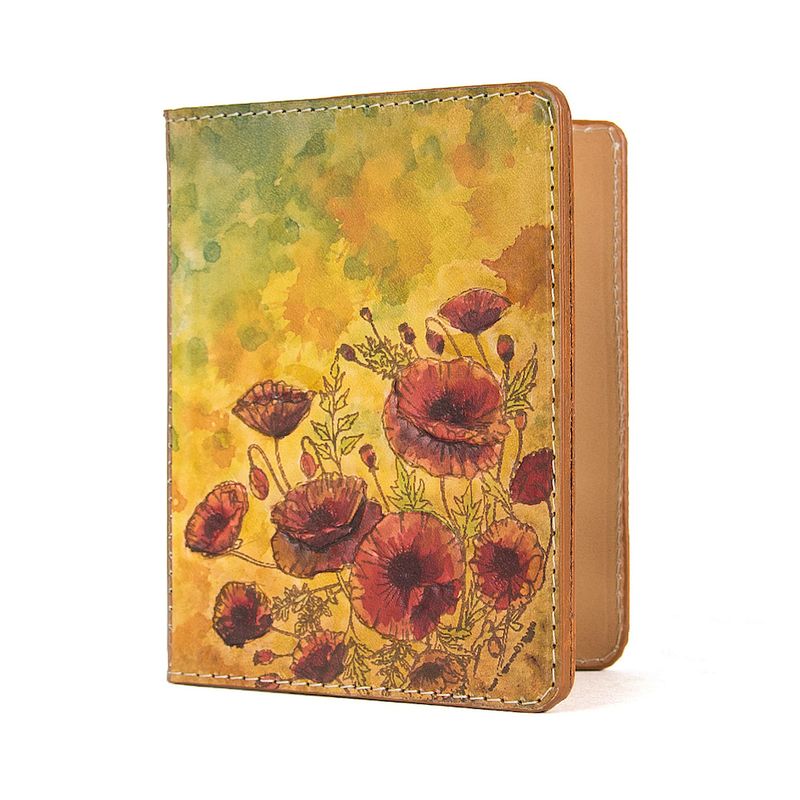 Ručne tvarovaný, vyklepávaný kožený zápisník – Vlčie maky 2