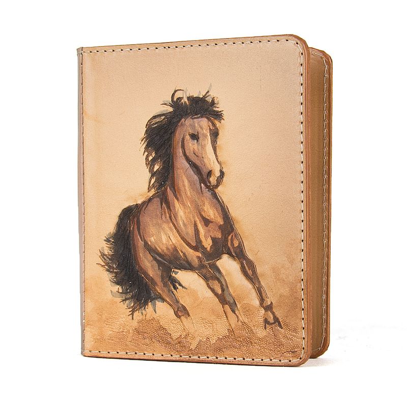 Ručne tvarovaný, vyklepávaný kožený zápisník – Cválajúci kôň 2