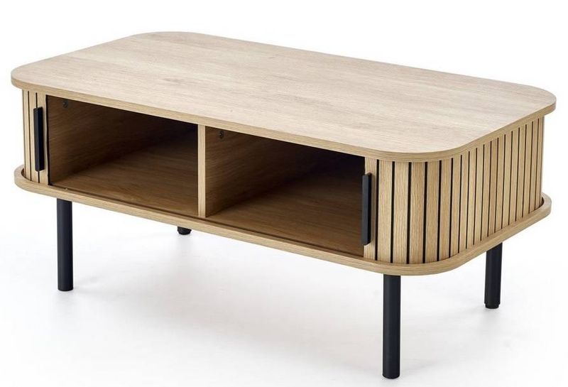 Konferenčný stolík 90, čierna-dub natural