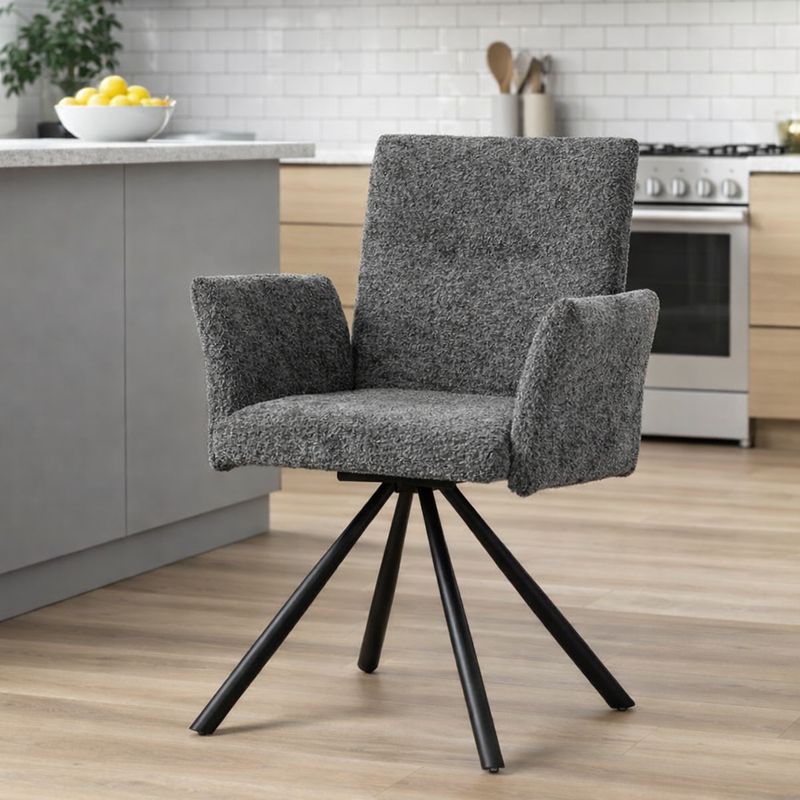 Jedálenská stolička MOIRA v elegantnej sivej bouclé látke