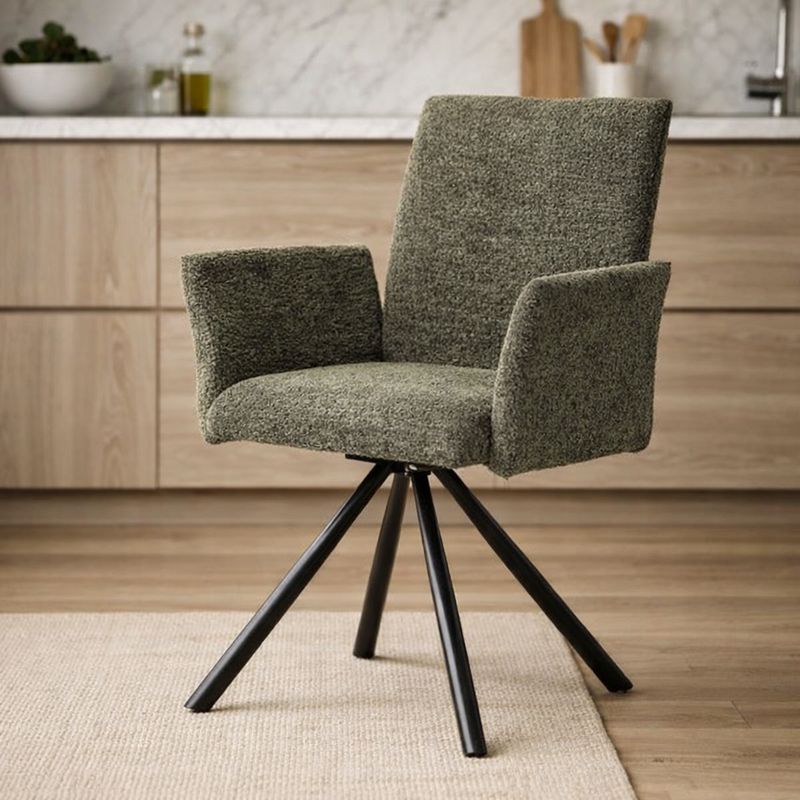 Jedálenská stolička MOIRA v elegantnej zelenej bouclé látke