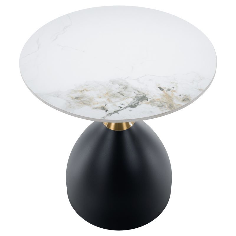 Dizajnový konferenčný stolík biely mramor-čierna-zlatý detail