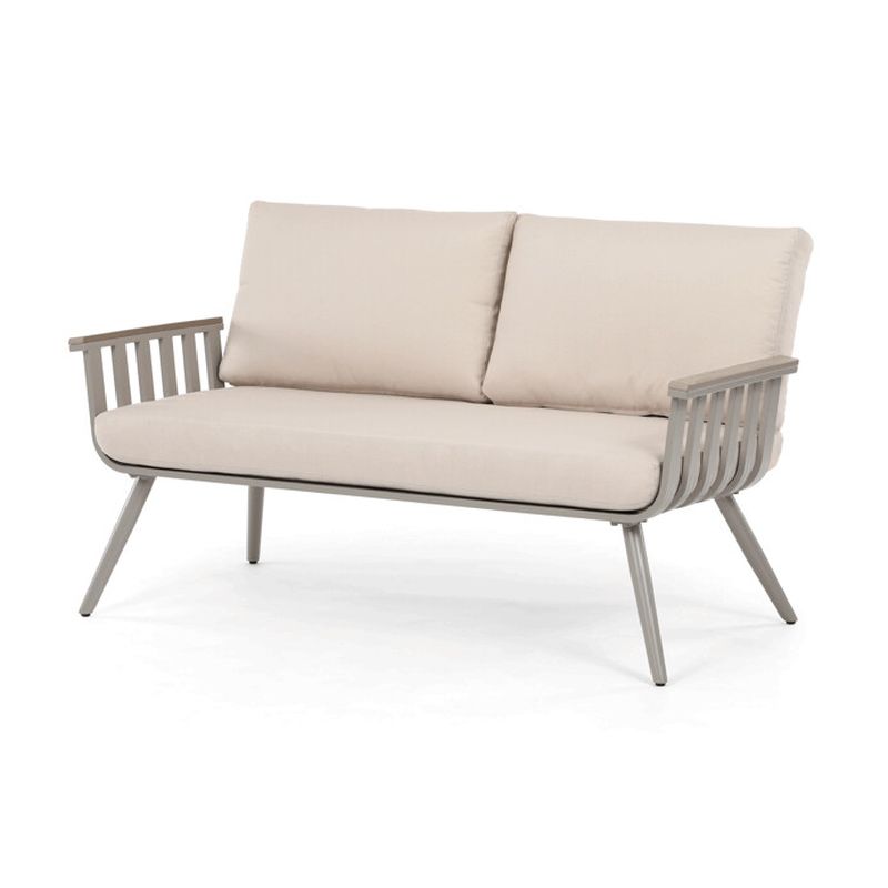 Záhradná sedacia súprava hliníková s polywood doplnkami, béžová