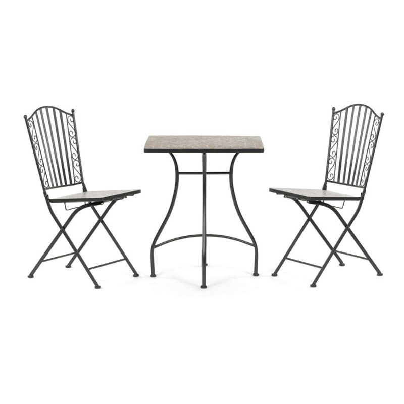 Záhradný set 1+2, mozaika z keramiky, čierny